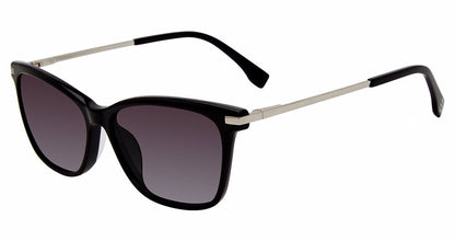 Gap SGP019 women's square plastic sunglasses in Black with a full-rim front, silver-tone temples, and dark gradient lenses.

