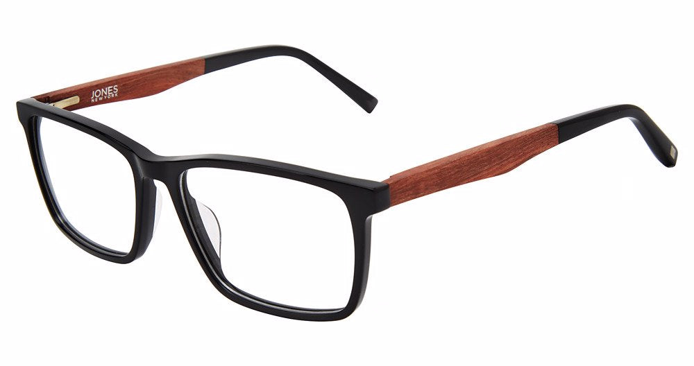Jones New York VJOM554 Square Eyeglasses in Black — men's full acetate frame
