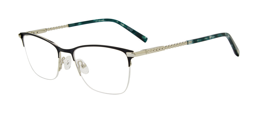 Jones New York VJON508 Cat Eye Eyeglasses in Black — women's semi-rimless metal frame
