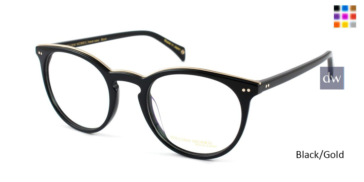 Black/Gold William Morris Black Label BLBLUNT Eyeglasses