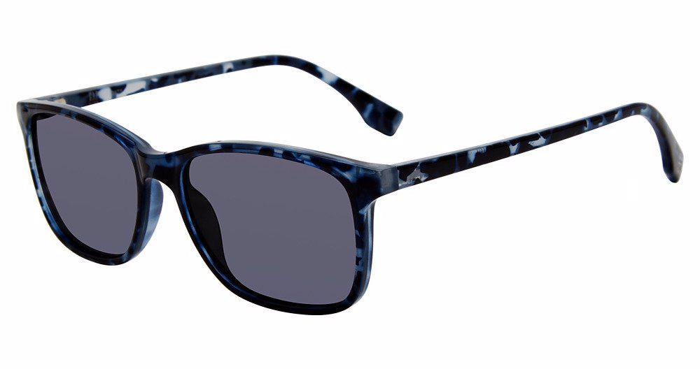 Gap SGP206 men's rectangular plastic sunglasses in Blue Havana with a blue-patterned full rim and dark lenses.