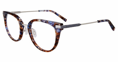 Jones New York VJON789 Modified Oval Eyeglasses in Blue Havana — women's full acetate frame
