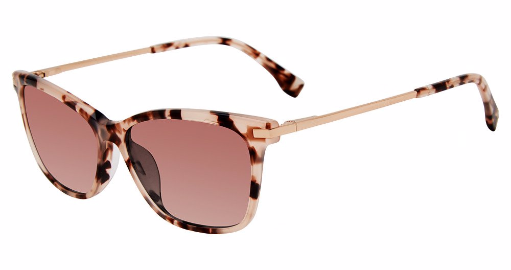 Gap SGP019 women's square plastic sunglasses in Blush Havana with a pink-toned patterned full-rim front, gold-tone temples, and pink-brown lenses.

