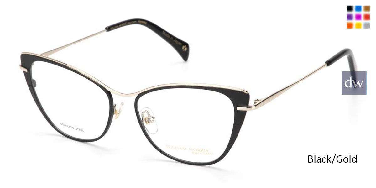 Black/Gold William Morris Black Label BLVANESSA Eyeglasses