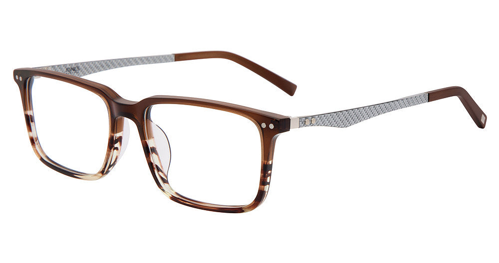 Jones New York VJOM567 men's rectangle plastic eyeglasses in Crystal Gray.
