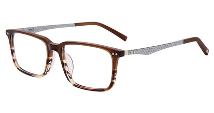 Jones New York VJOM567 men's rectangle plastic eyeglasses in Crystal Gray.