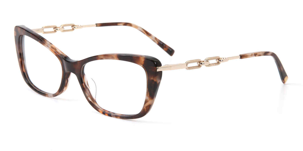 Jones New York VJON795 Cat Eye Eyeglasses in Brown Havana — women's full acetate front with metal temples
