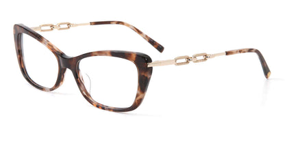 Jones New York VJON795 Cat Eye Eyeglasses in Brown Havana — women's full acetate front with metal temples
