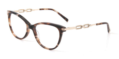 Jones New York VJOP254 Cat Eye Eyeglasses in Brown Havana — women's full-rim acetate front with metal temples
