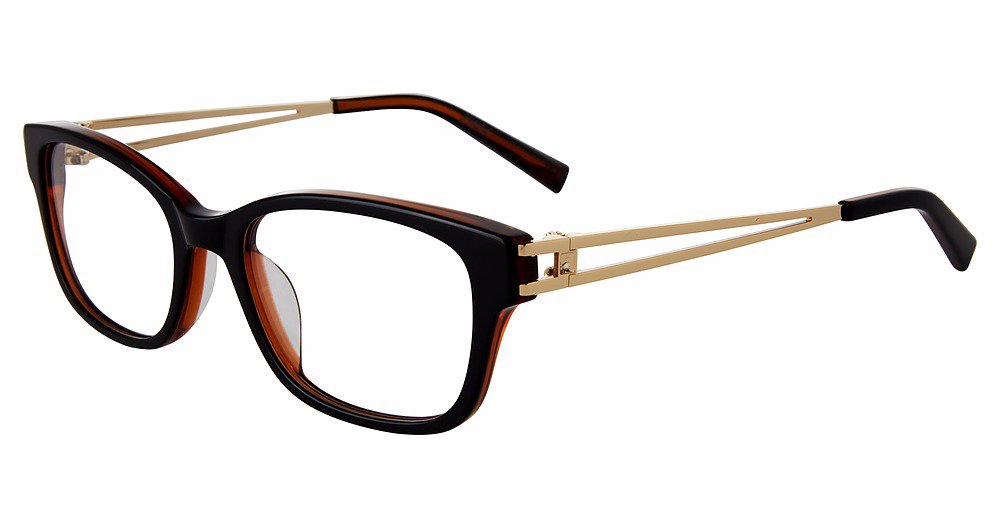 Jones New York VJOP250 Rectangle Eyeglasses in Brown — women's full-rim plastic frame with single bridge
