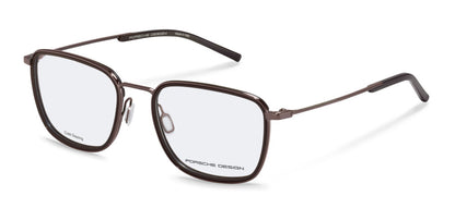 Porsche Design P8789 men's square full-rim eyeglasses in Brown, with layered-looking brown rims, slim temples and separate nose pads.

