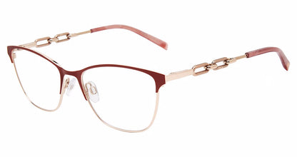 Jones New York VJON504 Cat Eye Eyeglasses in Burgundy — women's full metal frame
