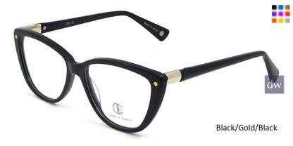 Black/Gold/Black CIE SEC101 Eyeglasses.