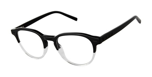 Geoffrey Beene G543 Soft Square Eyeglasses in Black Clear — men's wide-bridge full cellulose acetate frame
