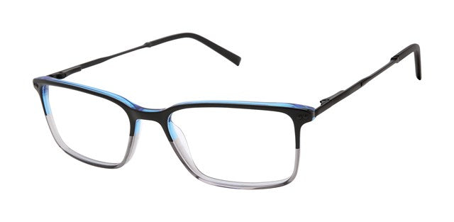 Geoffrey Beene G547 Soft Rectangle Eyeglasses in Black Grey — men's wide acetate front stainless steel temple frame