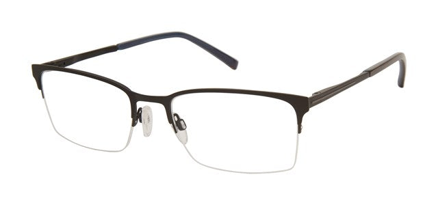 Geoffrey Beene G466 Soft Rectangle Eyeglasses in Black — men's semi-rimless stainless steel & nickel silver frame