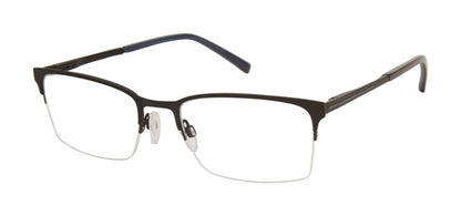 Geoffrey Beene G466 Soft Rectangle Eyeglasses in Black — men's semi-rimless stainless steel & nickel silver frame