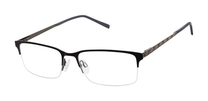 Geoffrey Beene G484 Soft Rectangle Semi-Rimless Eyeglasses in Black — men's wide-fit full stainless steel frame