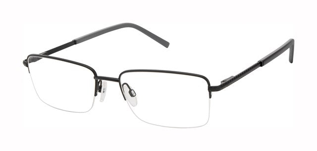 Geoffrey Beene G489 Soft Rectangle Semi-Rimless Eyeglasses in Black — men's wide-fit full stainless steel frame