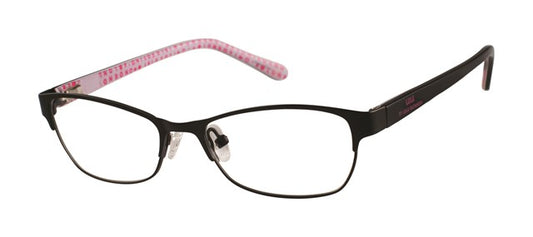 Lulu Guinness LK003 Soft Rectangle Eyeglasses in Black — girls' featherlight stainless steel frame

