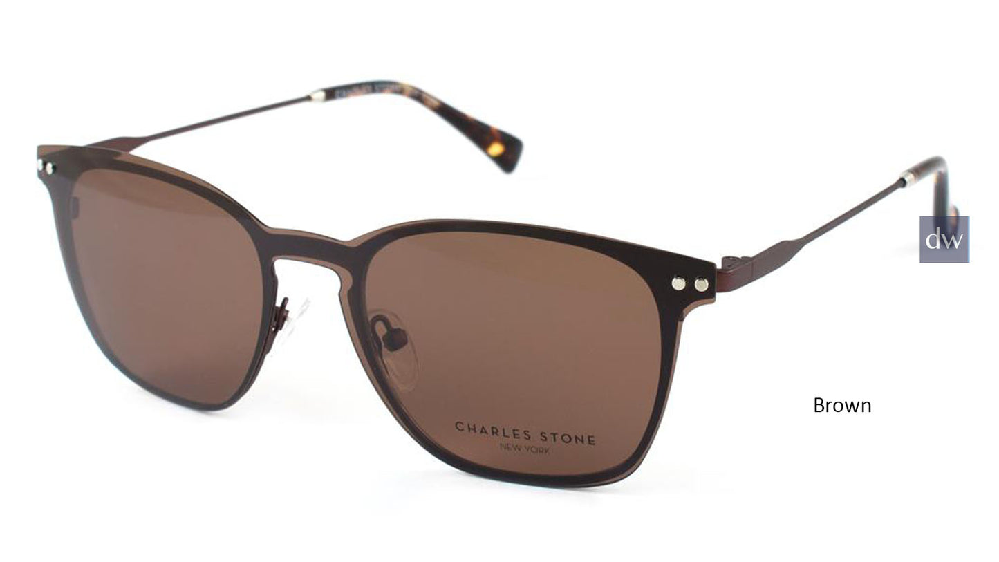 Brown William Morris Charles Stone NY Sun Clip 30038 Sunglasses