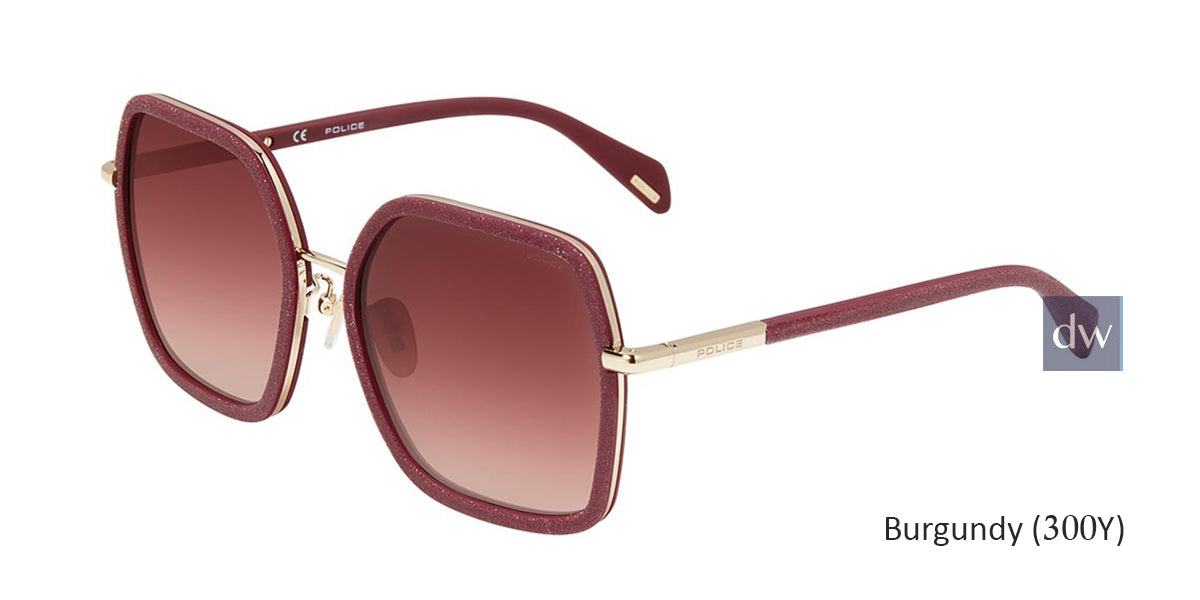 Burgundy(300Y) Police SPLA20 Sunglasses.