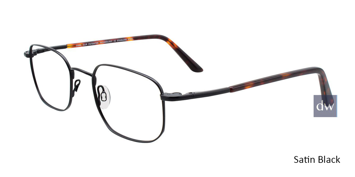 Satin Black Cool Clip CC836 Eyeglasses.