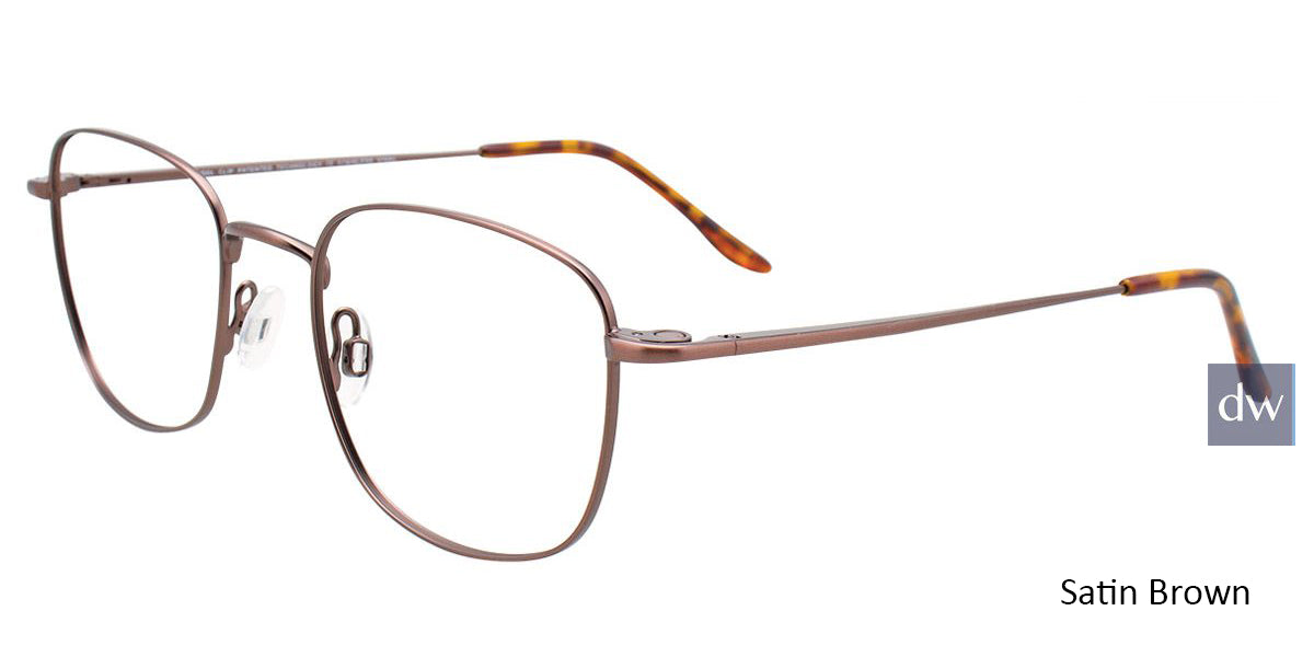 Satin Brown Cool Clip CC837 Eyeglasses.