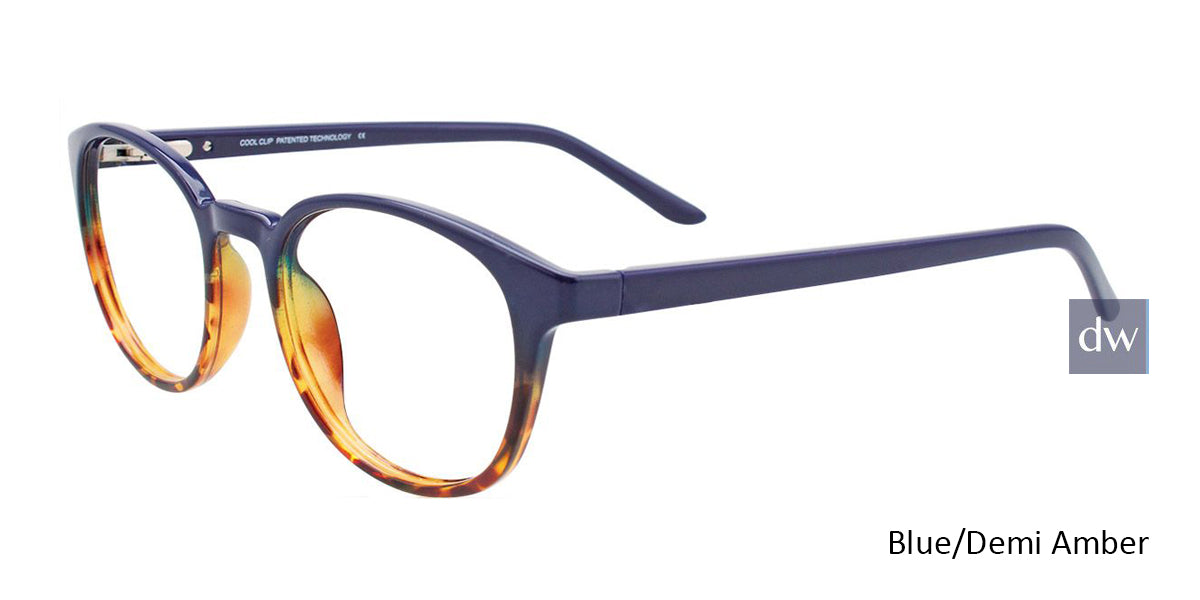Blue/Demi Amber Cool Clip CC842 Eyeglasses - Teenager.