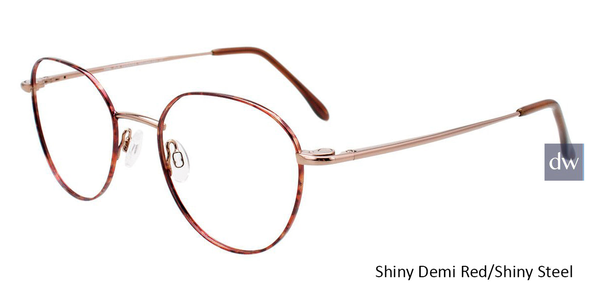 Shiny Demi Red/Shiny Steel Cool Clip CC844 Eyeglasses.