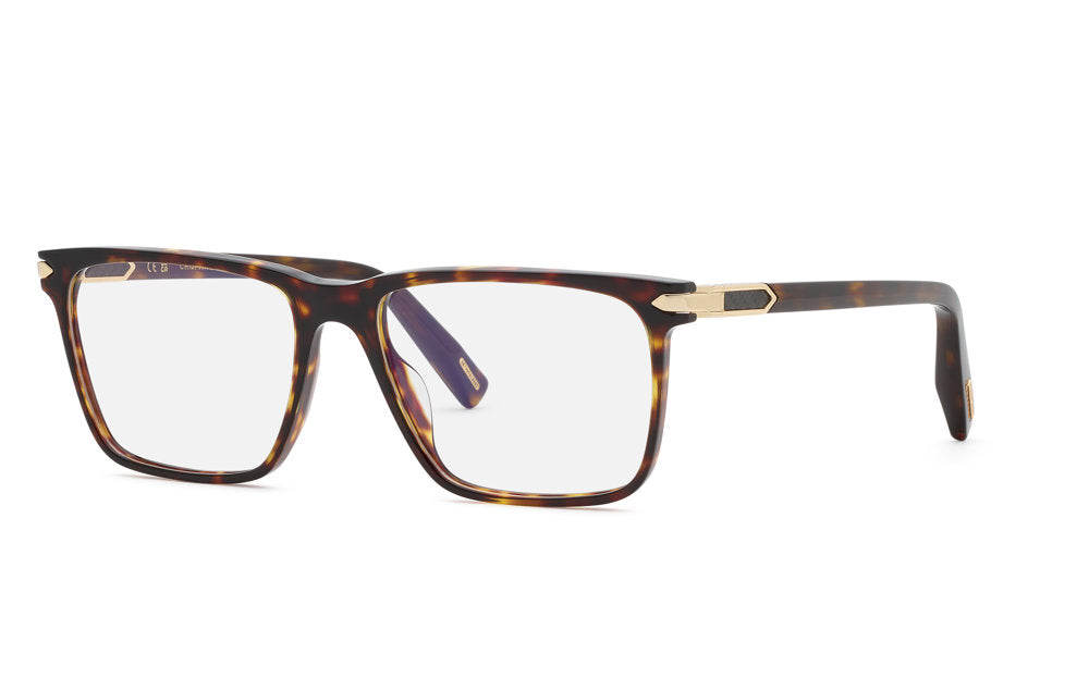 Chopard VCH409 men's square full-rim eyeglasses in Classic Havana with gold-tone temple accents.