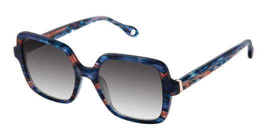 FYSH F-2151 Modified Square Sunglasses in Cobalt Rose — women's full acetate frame
