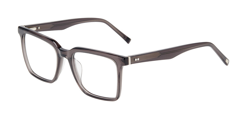 “Jones New York VJOM561 men's square plastic eyeglasses in Crystal Gray.”