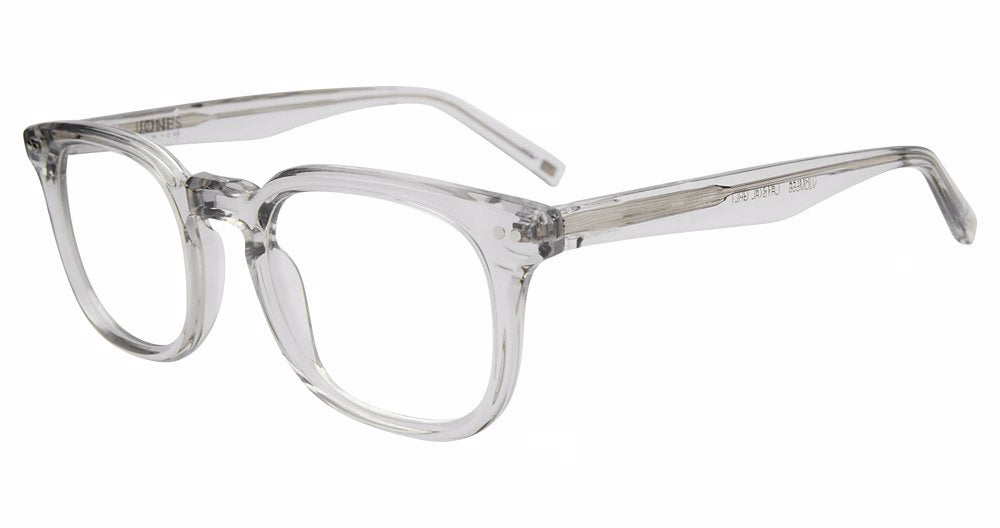 Jones New York VJOM556 Square Eyeglasses in Crystal Grey — men's full acetate frame
