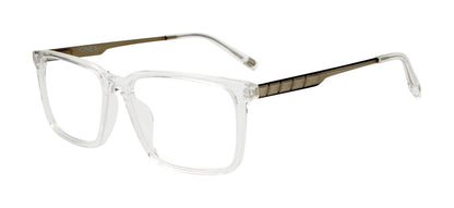 Jones New York VJOM558 Rectangle Eyeglasses in Crystal — men's acetate front metal temple frame
