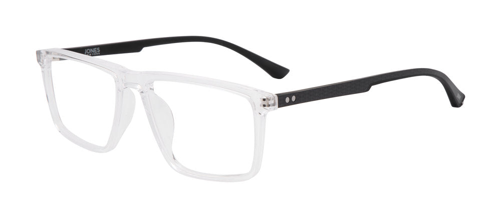 Jones New York VJOM568 men's rectangle plastic eyeglasses in Crystal.