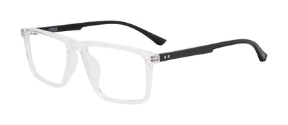 Jones New York VJOM568 men's rectangle plastic eyeglasses in Crystal.