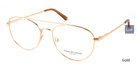 William Morris Charles Stone NY CSNY30050 Aviator Eyeglasses in Gold — unisex slim full-rim metal double-bridge frame
