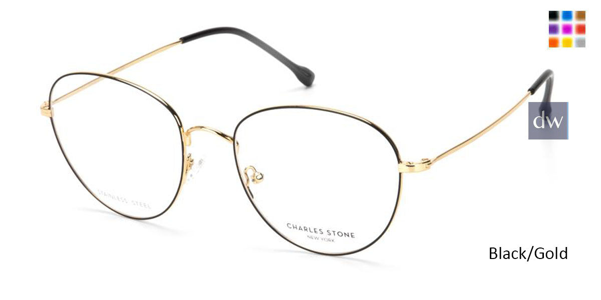 Black/Gold William Morris Charles Stone NY CSNY30064 Eyeglasses