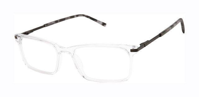 Geoffrey Beene G548 Soft Rectangle Eyeglasses in Crystal Dark Gunmetal — men's acetate front stainless steel temple frame