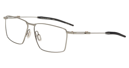 Porsche Design P81007 men's square full-rim eyeglasses in Dark Grey Grey, with thin gray-tone rims, slim temples, dark gray tips and separate nose pads.

