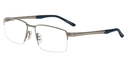 Porsche Design P81005 men's square semi-rimless eyeglasses in Dark Grey, with gray-tone upper rims and temples, dark tips and separate nose pads.

