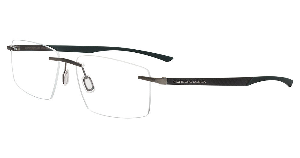 Dark Grey:
Porsche Design P8774 Eyeglasses in Dark Grey — men's rimless hinge-free frame
