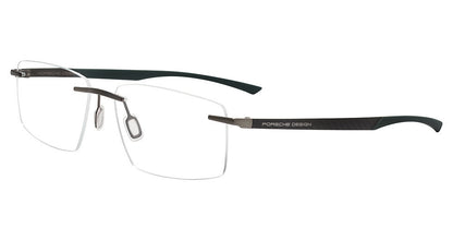Dark Grey:
Porsche Design P8774 Eyeglasses in Dark Grey — men's rimless hinge-free frame
