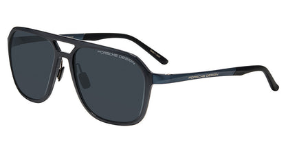Porsche Design P86003 men's full-rim navigator sunglasses in Dk Grey Blue Black, with dark lenses, a defined brow and a bridge cutout.


