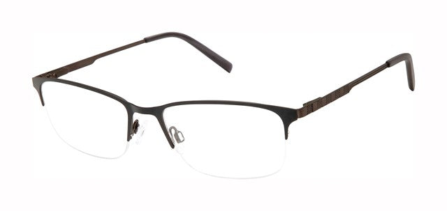 Geoffrey Beene G485 Rectangle Semi-Rimless Eyeglasses in Dark Gunmetal — men's steel & copper-beryllium frame