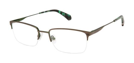 Superdry SDOM515T Soft Rectangle Semi-Rimless Eyeglasses in Dark Gunmetal — men's steel & acetate frame
