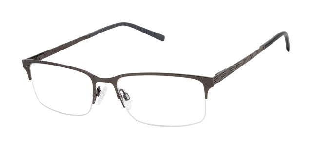 Geoffrey Beene G484 Soft Rectangle Semi-Rimless Eyeglasses in Dark Gunmetal — men's wide-fit full stainless steel frame