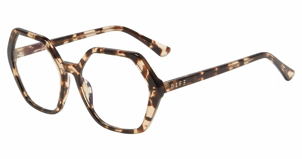 Diff Charitable Optical VDFDXIE women's geometric plastic eyeglasses in Espresso Tort
