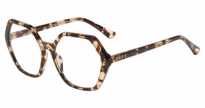 Diff Charitable Optical VDFDXIE women's geometric plastic eyeglasses in Espresso Tort
